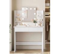 Coiffeuse Moderne - WOLTU Table de Maquillage - LED à Luminosité Réglable - Blanc W0ETT0040