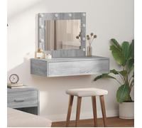 Coiffeuse murale design - vidaxl - Éclairage LED - Gris sonoma - 83x40x70 cm - Grand tiroir - Miroir plat - A suspendre