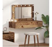 Coiffeuse murale design - vidaxl - Lumières LED intégrées - Bois vieilli - 100x40x70 cm - Tiroir spacieux