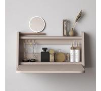 Coiffeuse murale flottante avec miroir, gain de place, 60 cm, pour chambre à coucher et salle de bain, étagère élégante en bois gris