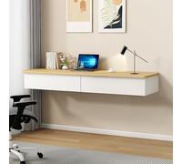 Coiffeuse murale flottante avec tiroirs - Coiffeuse d'angle blanche pour entrée, chambre à coucher, salon, espace de travail - Solution de rangement élégante (bois 1, 120 cm)