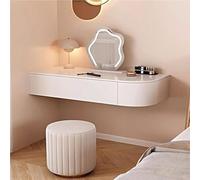 Coiffeuse murale flottante blanche compacte avec tiroirs, petite coiffeuse pour chambre à coucher (droite 80 x 40 x 18 cm)