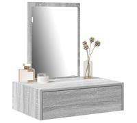 Coiffeuse murale - vidaxl - Gris Sonoma - 60x40x70 cm - Tiroir intégré - Miroir plat - Bois d'ingénierie - Montage mural