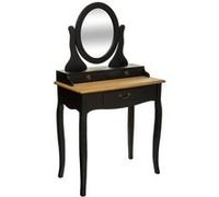 Atmosphera – Coiffeuse Chrysa noir et bois, L 74 x H 135 cm, miroir ovale, 3 tiroirs