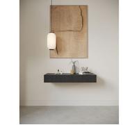 Selsey Coiffeuse Suspendue 110 x 17 cm avec 2 Tiroirs Table De Maquillage Coin Beauté Frêne Portland Noir Nolie