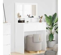Coiffeuse pour chambre à coucher - Blanc - Avec tiroirs et miroir - 80 x 39,6 x 135 cm - En bois - Coiffeuse avec espace de rangement et organiseur pour chambre à coucher et salle de bain