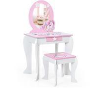 Coiffeuse pour enfant avec miroir amovible et tiroir de rangement 49 x 35,5 x 89