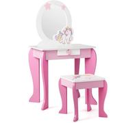 Coiffeuse Pour Enfant - Costway - Style Princesse - Miroir Détachable - 1 Tiroir De Rangement Rose