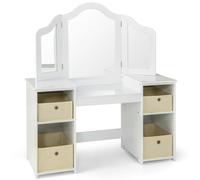 Coiffeuse pour Enfants 107 x 40,5 x 117 cm Design 2 en 1 avec Miroir Amovible et Rangement Moderne en MDF Blanc 20_0018875
