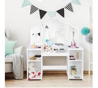Coiffeuse Pour Enfants 2 En 1 Costway - Style Princesse - Blanc Blanc