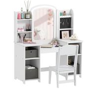 Coiffeuse pour enfants avec tabouret et miroir LED table de maquillage pour 3 à 8 ans 104 x 40 x 112 cm blanc