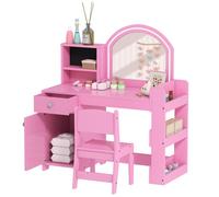Coiffeuse pour enfants avec tabouret et miroir LED, table de maquillage pour 3 à 8 ans, 88,6 x 38,8 x 96,9 cm, rose
