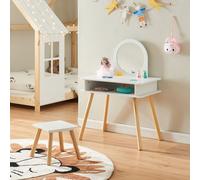 Coiffeuse pour enfants avec tabouret 'Ovanåker' Coiffeuse avec miroir blanc/naturel