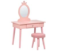 Coiffeuse pour Enfants en MDF avec Miroir et Tabouret Rose Margie
