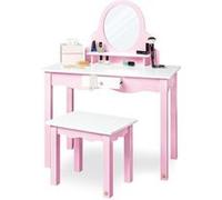 Coiffeuse pour enfants Jasmin avec tabouret Laqué MDF rose et laqu blanc Rose G