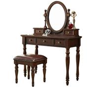Coiffeuse rétro avec Miroir Coiffeuse en Bois Massif de Noyer