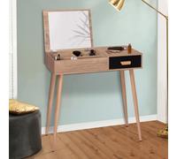 Coiffeuse scandinave LISA miroir rabattable hêtre et noir