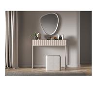 Coiffeuse avec tiroir et façades cannelées - DERRIVA - 91 cm - beige clair