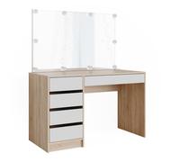 Coiffeuse Sherry 120cm avec éclairage LED Blanc/Sonoma Vicco