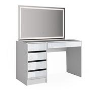 Vicco Coiffeuse Sherry, Blanc Haute Brillance, 120 cm avec éclairage LED