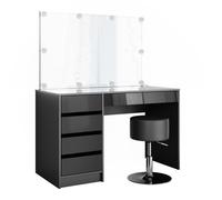 Vicco Coiffeuse Sherry, Anthracite, 120cm avec éclairage LED et Tabouret, avec éclairage LED et Tabouret Assorti