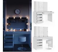 Coiffeuse Sherry, 120cm avec éclairage LED et tabouret, Blanc, Vicco 33954