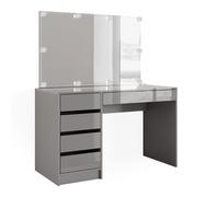 Coiffeuse Sherry 120cm avec miroir et guirlande LED Gris Vicco 38787