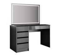 Vicco Coiffeuse Sherry, Anthracite, 120cm avec Miroir LED, avec éclairage LED et Grand Miroir rectangulaire