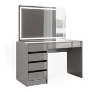 Vicco Coiffeuse Sherry, Gris, 120cm avec Miroir LED, avec éclairage LED et Grand Miroir rectangulaire