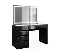 Coiffeuse Sherry, 120cm avec miroir LED, Noir/Or, Vicco 47713