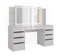 Coiffeuse Sherry 158.2cm 4 parties Blanc/Blanc Haute brillance Vicco 57662