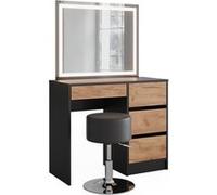 Vicco Coiffeuse Sherry, Anthracite, 90x75cm avec Miroir LED et Tabouret