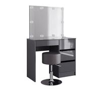 Coiffeuse Sherry, 90cm avec éclairage LED et tabouret, Anthracite Haute brillance, Vicco 40840