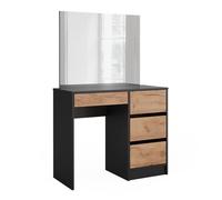 Vicco Coiffeuse Sherry, Anthracite/Chêne doré 90 cm | ✓ Miroir · 4 tiroirs · Sur pied · Aspect sans poignées · Forme compacte