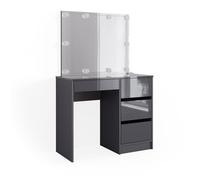 Coiffeuse Sherry 90cm avec miroir et guirlande LED Anthracite Vicco 40839