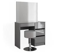 Coiffeuse Sherry 90cm avec miroir et tabouret Gris Vicco 41286