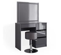 Coiffeuse Sherry 90cm avec miroir LED et tabouret Anthracite Vicco 40844