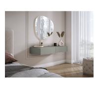 Coiffeuse suspendue avec deux tiroirs, façade lisse - aloès vert, 100 x 40 x 16 cm