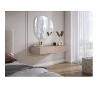 Coiffeuse suspendue avec deux tiroirs, façade lisse - brun caramel, 100 x 40 x 16 cm