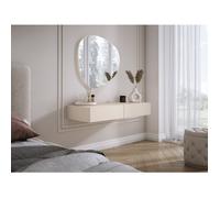 Coiffeuse suspendue avec deux tiroirs, façade lisse - cachemire, 100 x 40 x 16 cm