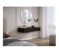 Coiffeuse suspendue avec deux tiroirs, façade lisse - noir, 100 x 40 x 16 cm