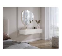 Coiffeuse suspendue avec deux tiroirs, façade rainurée - blanc, 100 x 40 x 16 cm