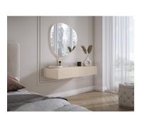 Coiffeuse suspendue avec deux tiroirs, façade rainurée - cachemire, 100 x 40 x 16 cm