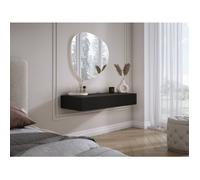 Coiffeuse suspendue avec deux tiroirs, façade rainurée - noir, 100 x 40 x 16 cm