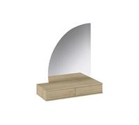 Coiffeuse suspendue avec miroir à LEDs - 2 tiroirs - Coloris : Naturel clair - JINEZA