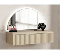 Coiffeuse suspendue avec miroir et LEDs - 1 tiroir - Beige - FRALYN