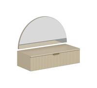 Coiffeuse suspendue avec miroir et LEDs - 1 tiroir - Beige - FRALYN
