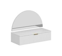 Coiffeuse suspendue avec miroir et LEDs - 1 tiroir - Blanc - FRALYN