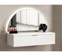 Coiffeuse suspendue avec miroir et LEDs - 1 tiroir - Blanc - FRALYN