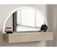 Vente-unique - Coiffeuse Suspendue avec Miroir et LEDs - 2 tiroirs - Beige - FRALYN